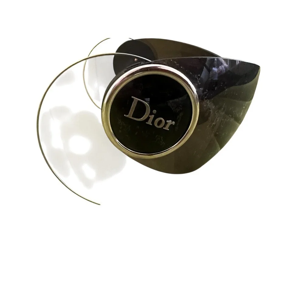 Christian Dior Vintage Shield Sunglasses Y2K Oversized Wrap Logo Medallion Black